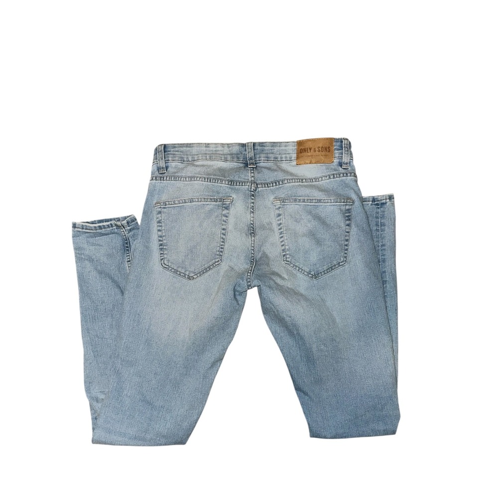 ONLY & SONS Mens Light Wash Slim Fit Denim Jeans W32 L34 Casual Everyday Wear - Picture 4 of 4